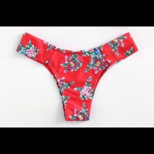 Women's red floral print swimsuit bottoms